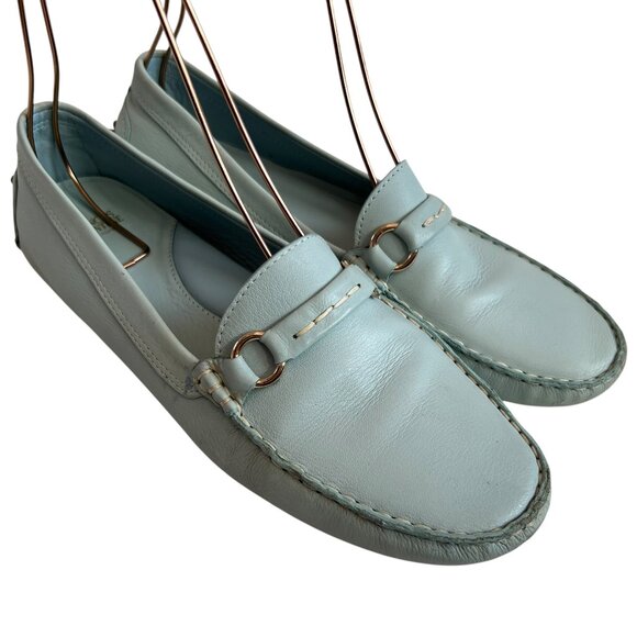 Frances Valentine Light Blue Loafers - Picture 1 of 14